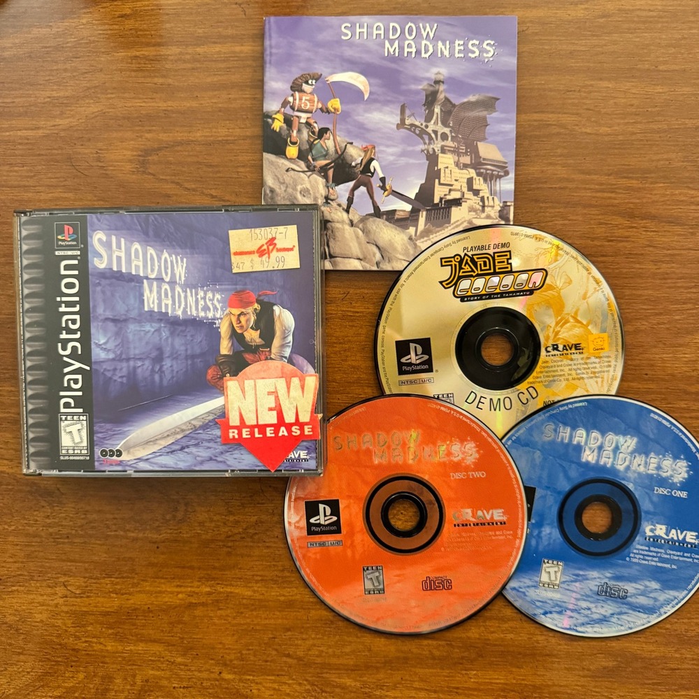 Shadow Madness Video Game Playstation 1 CIB with Jade Cocoon Demo 3-Disc Set RPG